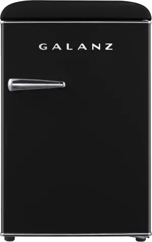 Galanz GLR25MBKR10 Retro Compact Refrigerator, Mini Fridge with Single Doors, Adjustable Mechanical Thermostat with Chiller, Black, 2.5 cu ft