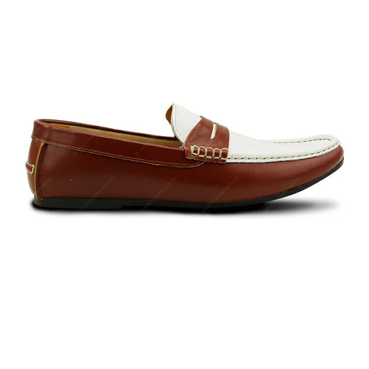 Gentle Leather Loafer Tan and White