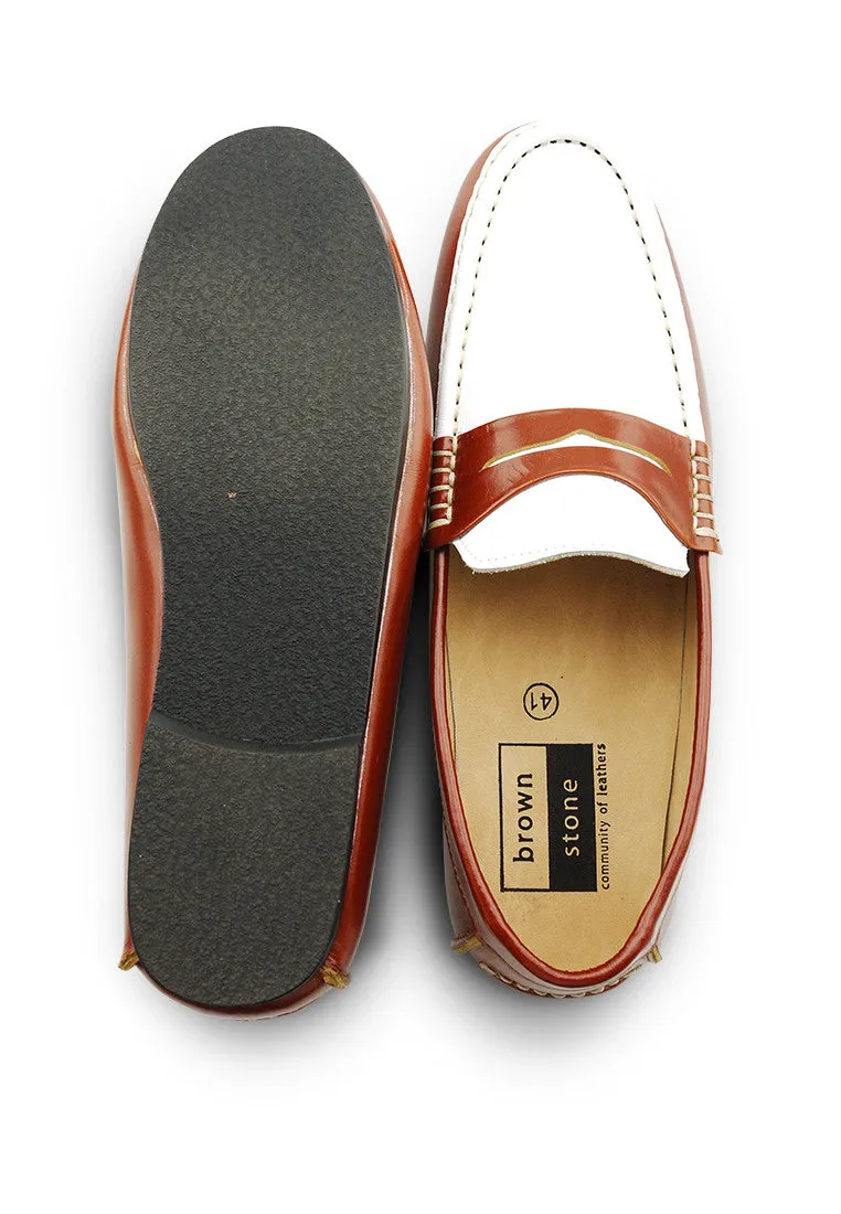Gentle Leather Loafer Tan and White