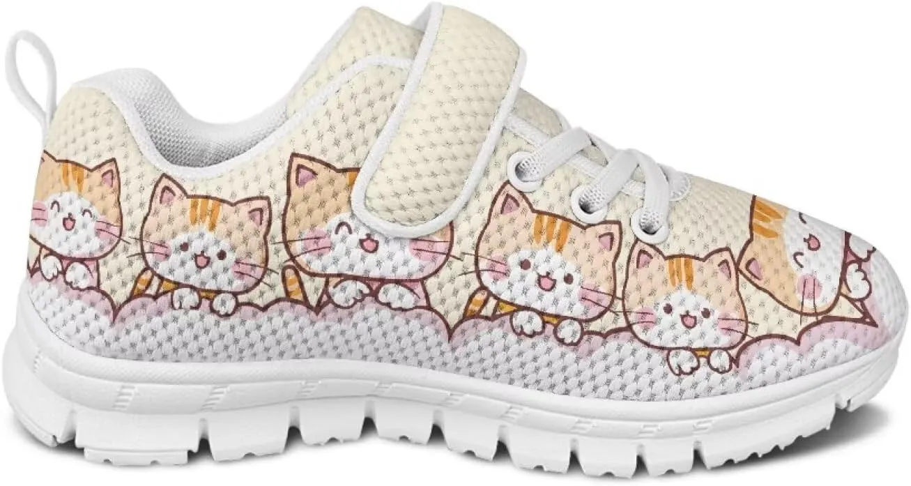 Girls' Athletic Shoes with Hook and Loop Kids Running Shoes for Travel