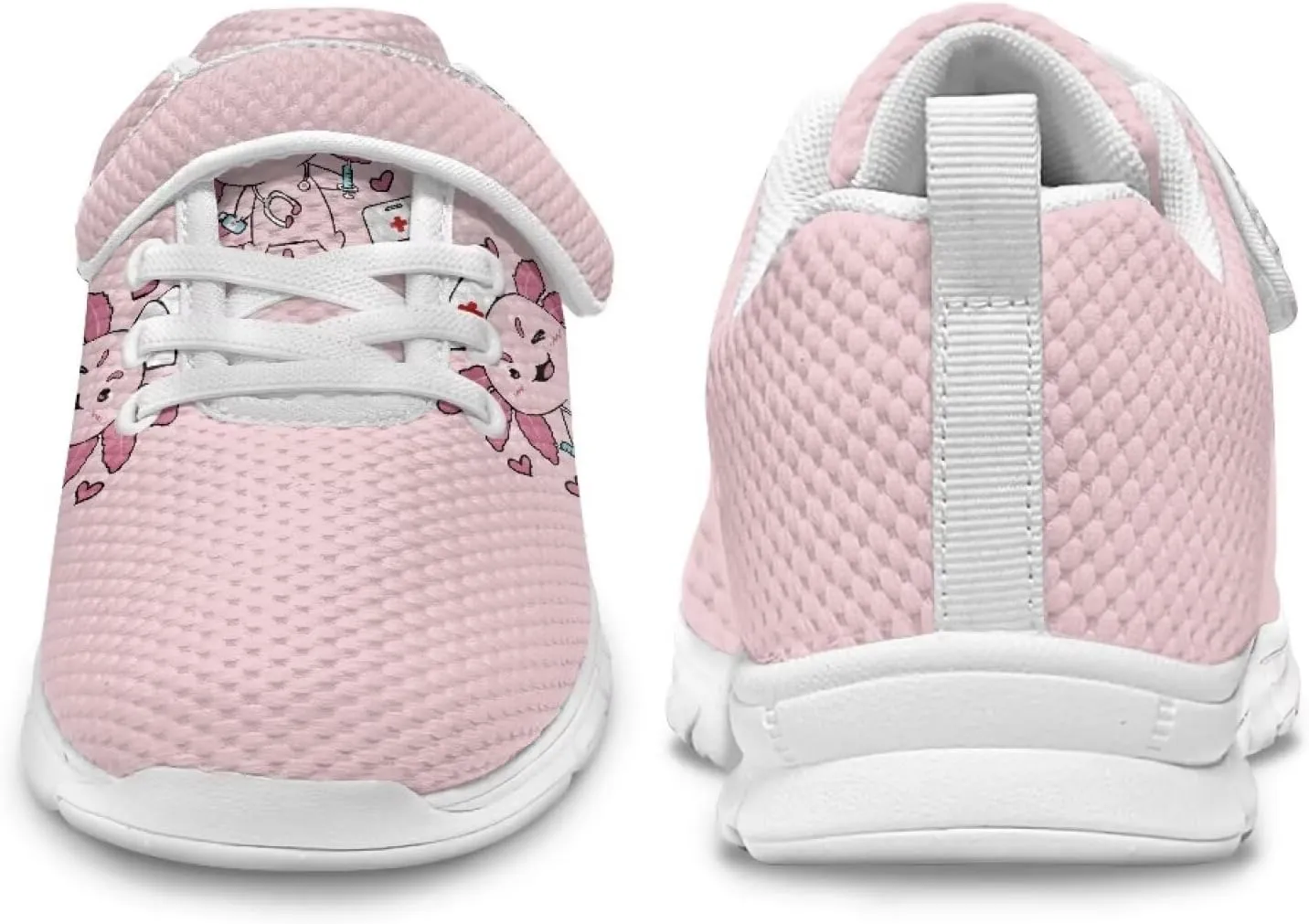 Girls' Athletic Shoes with Hook and Loop Kids Running Shoes for Travel