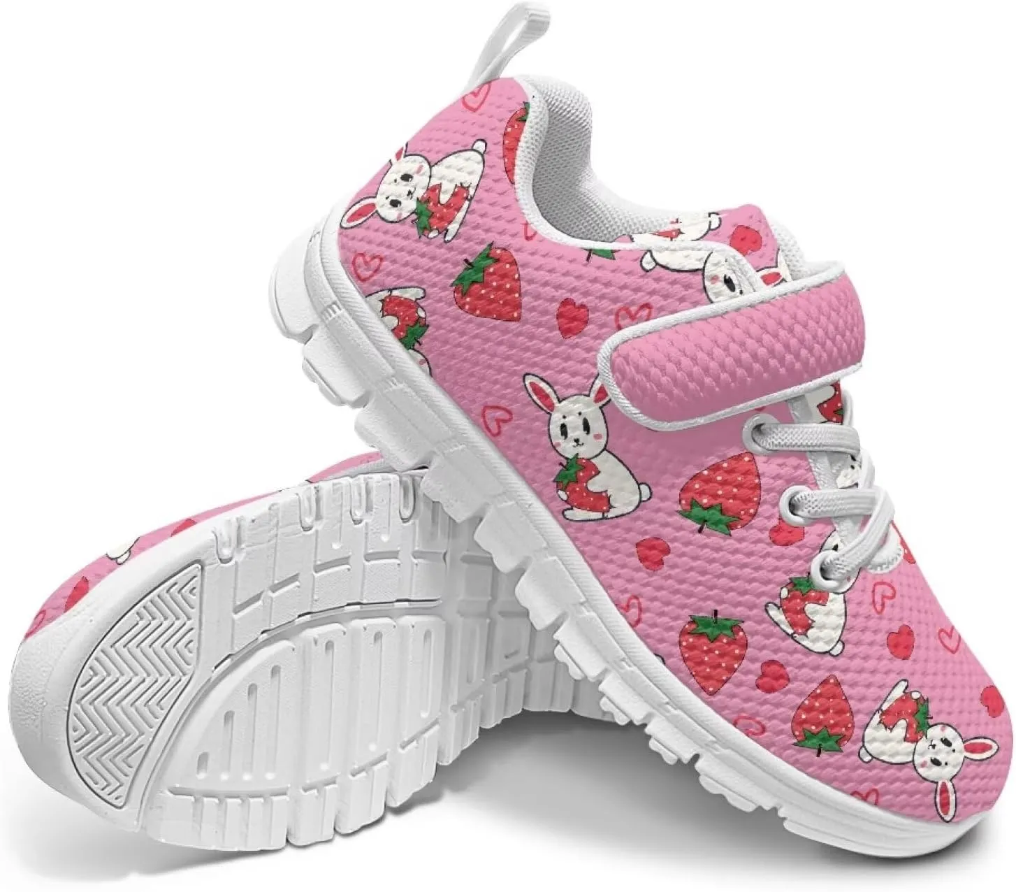 Girls' Athletic Shoes with Hook and Loop Kids Running Shoes for Travel