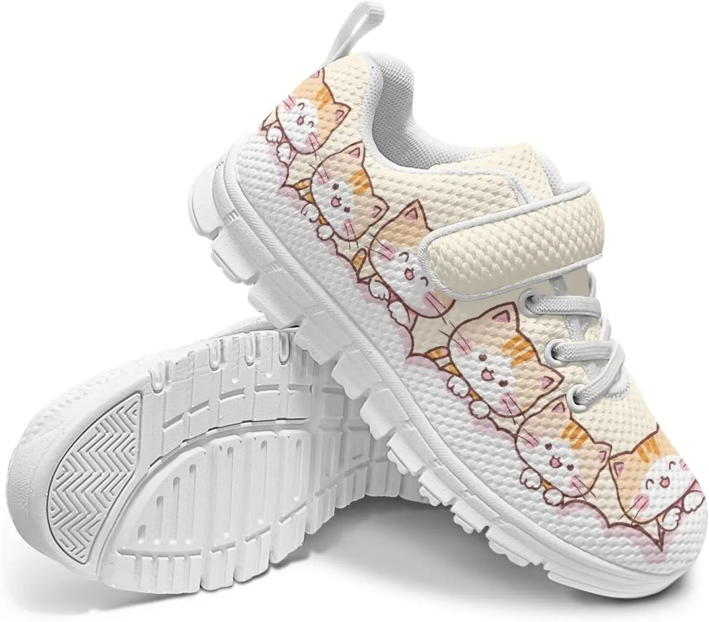 Girls' Athletic Shoes with Hook and Loop Kids Running Shoes for Travel