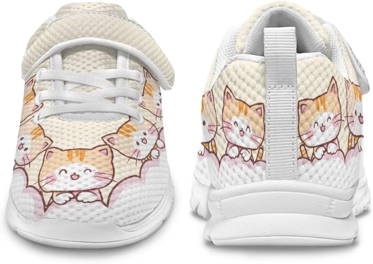 Girls' Athletic Shoes with Hook and Loop Kids Running Shoes for Travel