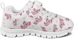Girls' Athletic Shoes with Hook and Loop Kids Running Shoes for Travel