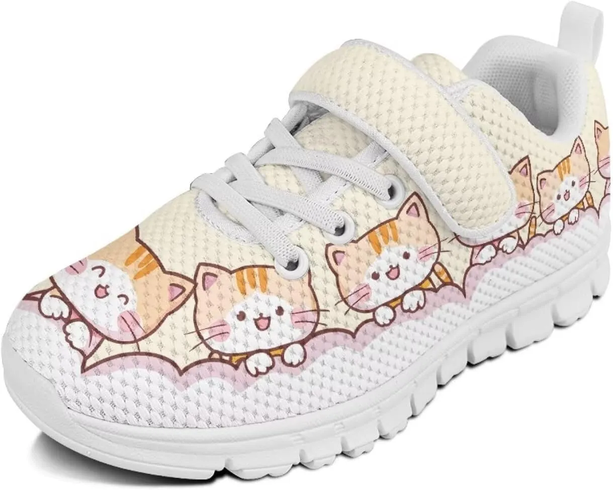 Girls' Athletic Shoes with Hook and Loop Kids Running Shoes for Travel