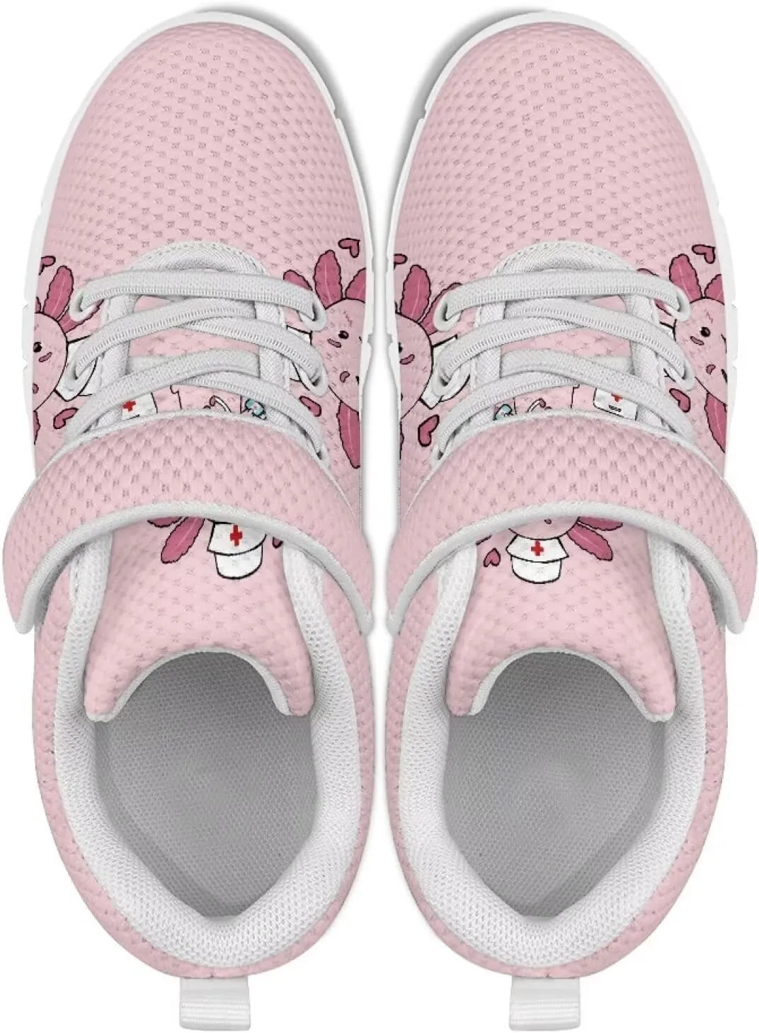 Girls' Athletic Shoes with Hook and Loop Kids Running Shoes for Travel