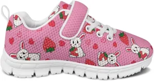 Girls' Athletic Shoes with Hook and Loop Kids Running Shoes for Travel