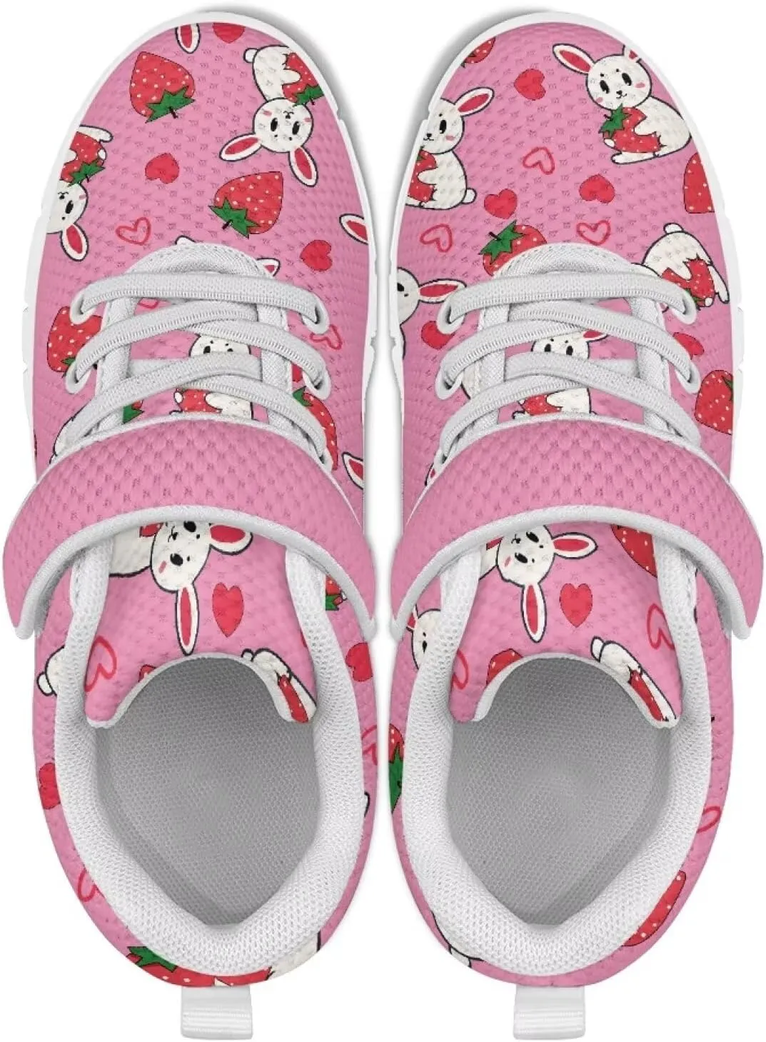 Girls' Athletic Shoes with Hook and Loop Kids Running Shoes for Travel