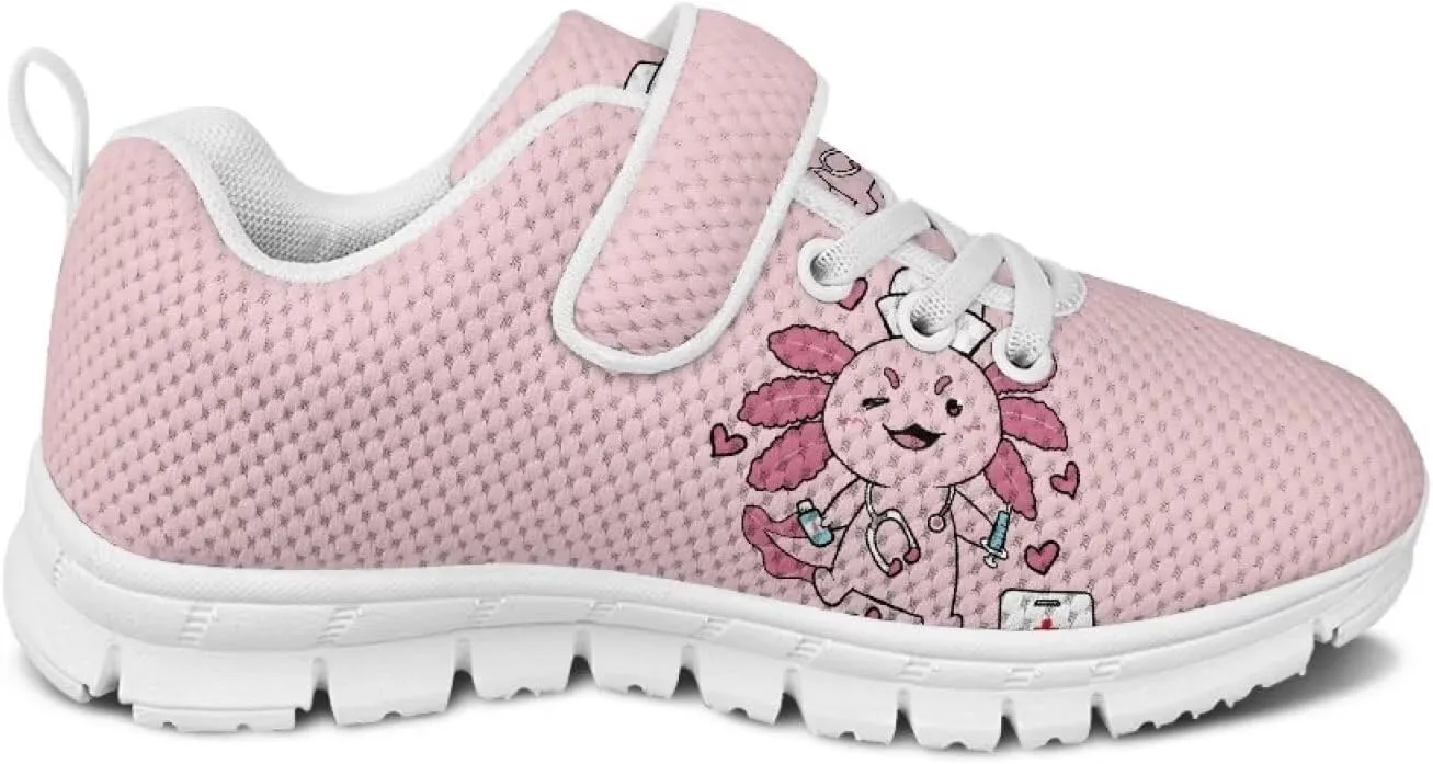 Girls' Athletic Shoes with Hook and Loop Kids Running Shoes for Travel