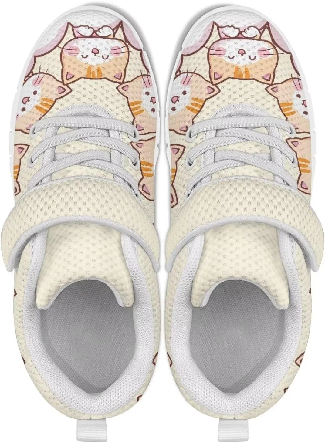 Girls' Athletic Shoes with Hook and Loop Kids Running Shoes for Travel