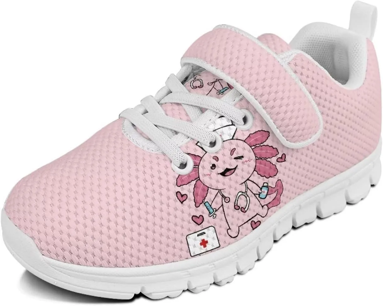 Girls' Athletic Shoes with Hook and Loop Kids Running Shoes for Travel