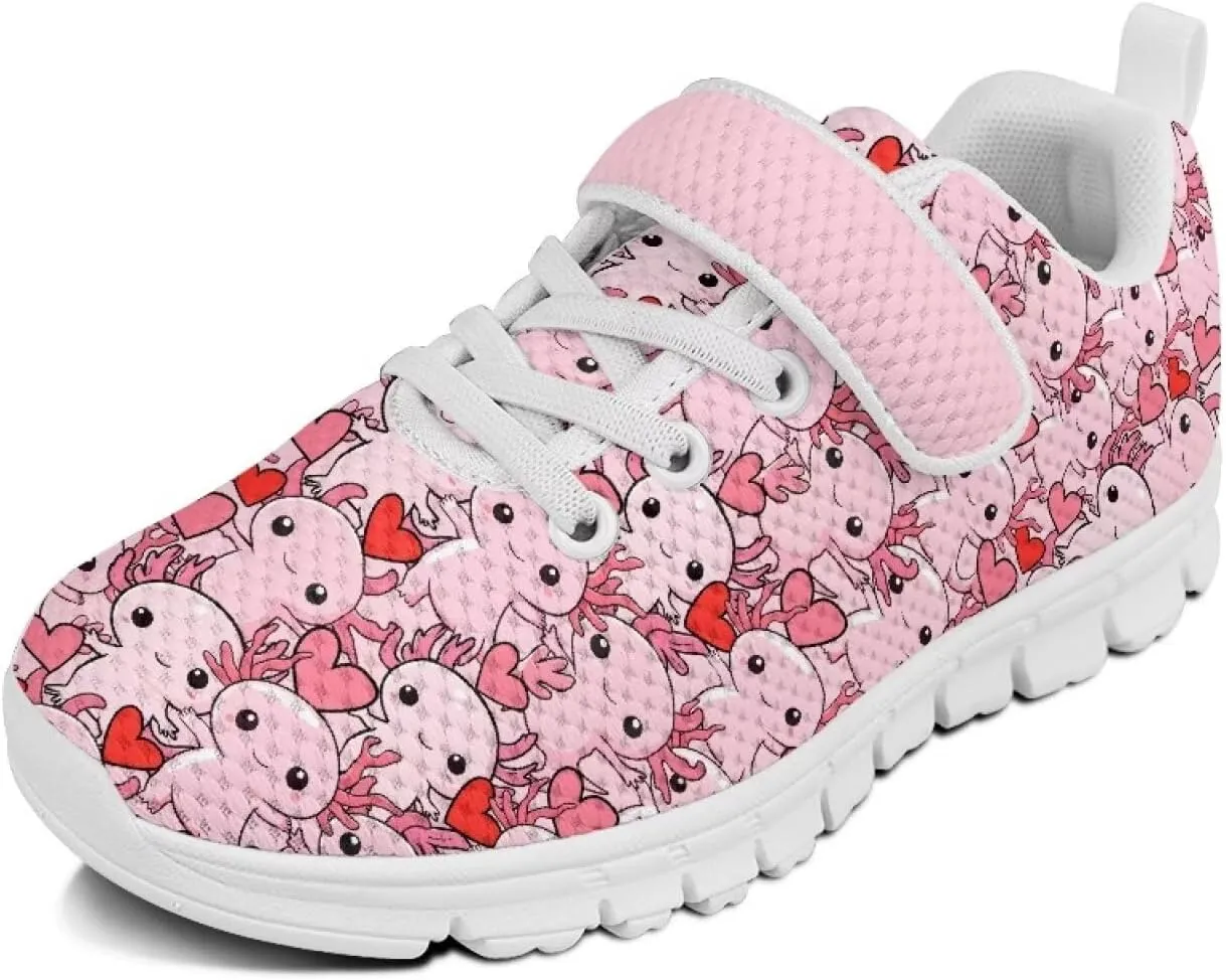 Girls' Athletic Shoes with Hook and Loop Kids Running Shoes for Travel
