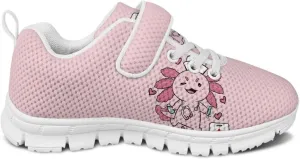 Girls' Athletic Shoes with Hook and Loop Kids Running Shoes for Travel
