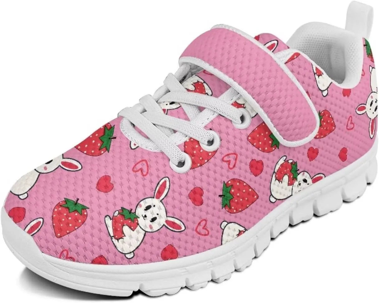 Girls' Athletic Shoes with Hook and Loop Kids Running Shoes for Travel