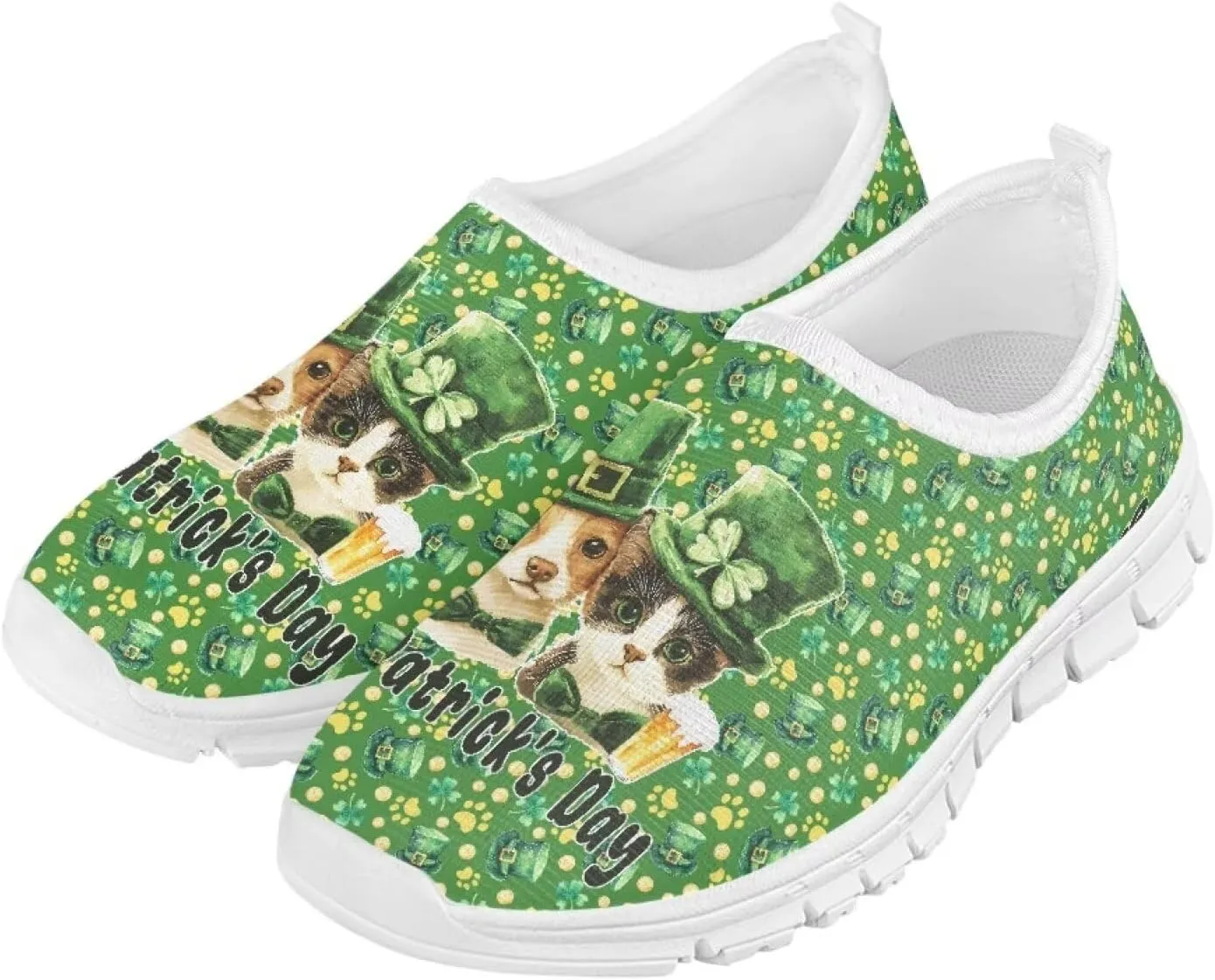 Girls Slip On Tennis Shoes Kids Running Shoes St. Patrick's Day Shoes