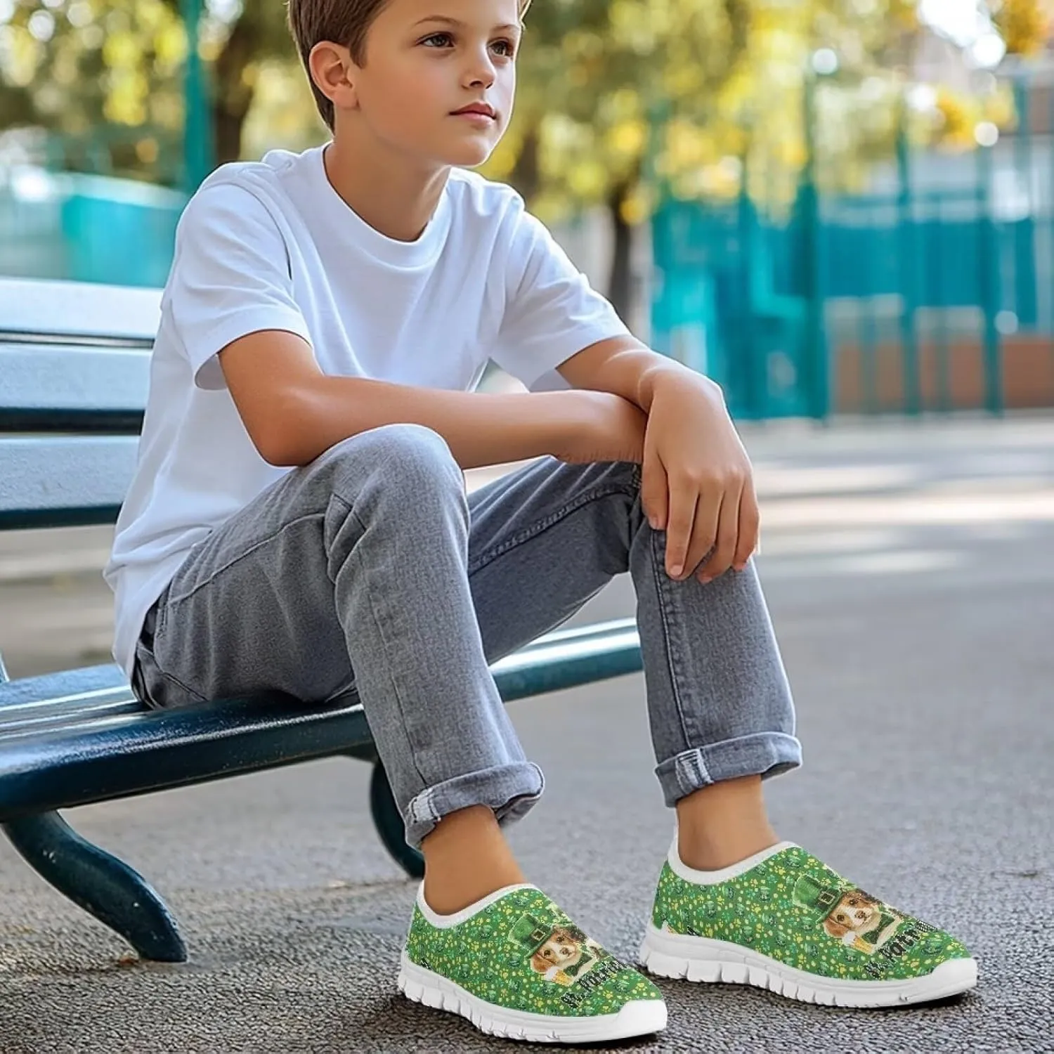 Girls Slip On Tennis Shoes Kids Running Shoes St. Patrick's Day Shoes