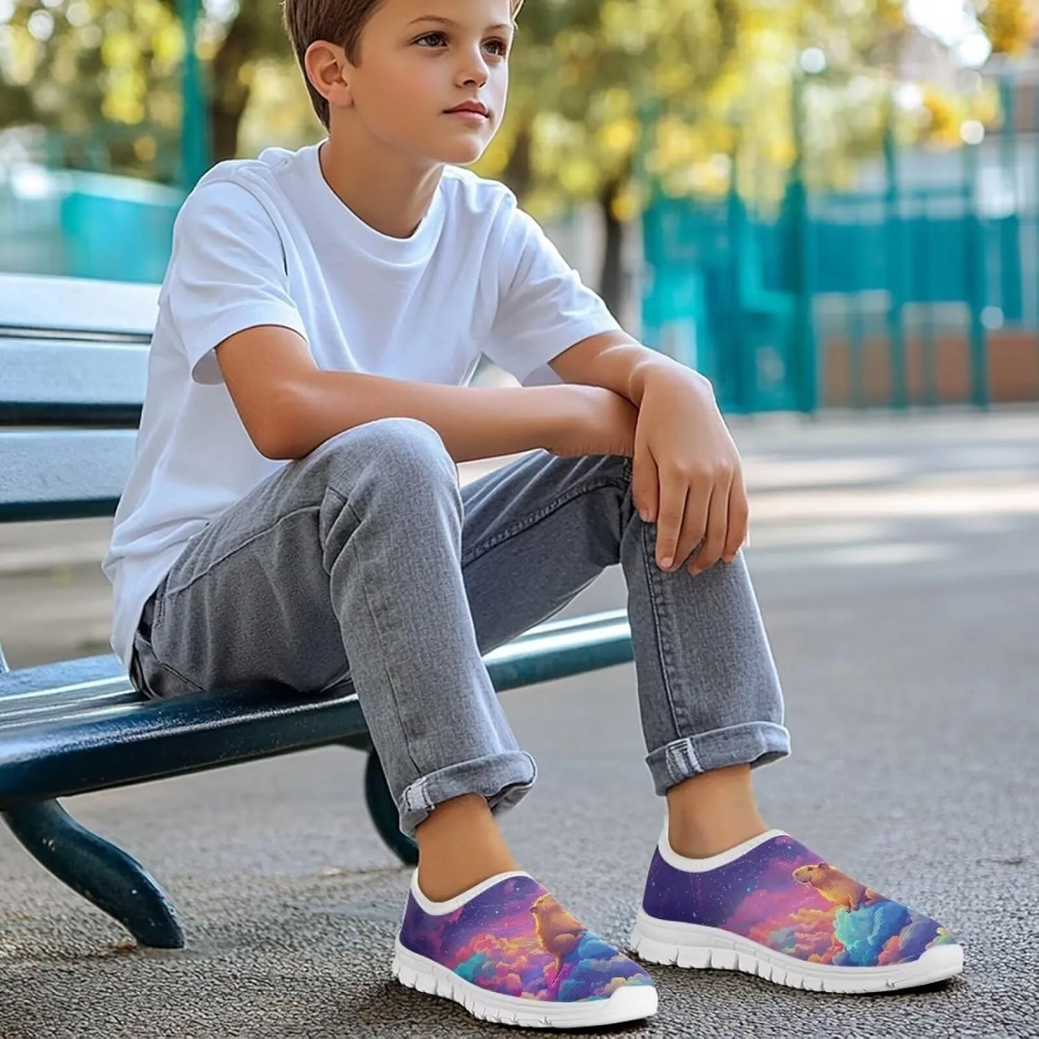 Girls Tennis Shoes Cute Little Kid Slip On Sneakers School Running Shoes