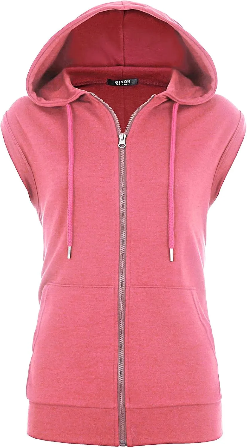 GIVON Women's Lightweight Hooded Vest Sleeveless 1/4 Zip Pullover Casual Hoodie Sweatshirt with Pockets