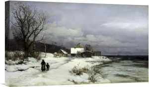 Global Gallery Budget Anders Anderson-Lundby Starnberger Sea Under Snow Gallery Wrap Giclee on Canvas Wall Art Print