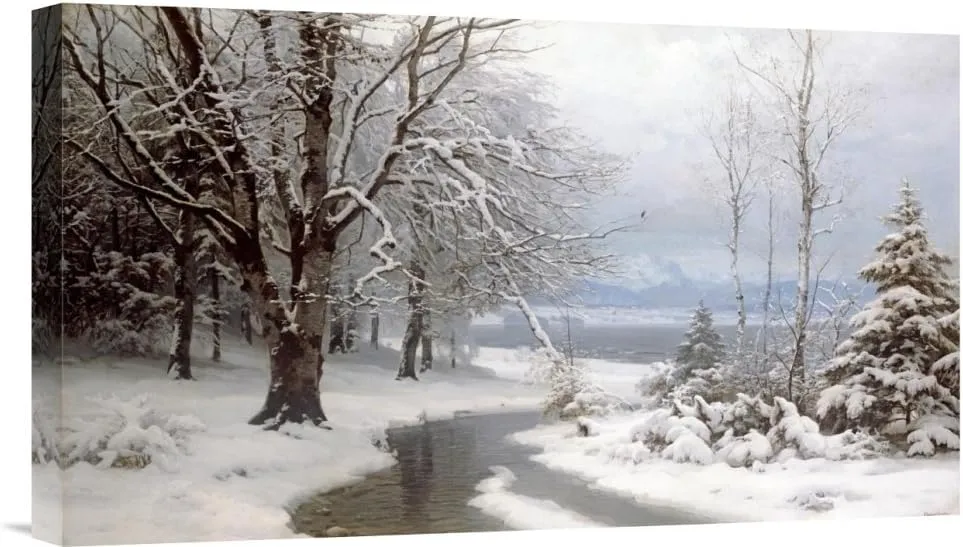 Global Gallery Budget GCS-267643-22-142 Anders Anderson-Lundby A Wooded Winter Landscape Gallery Wrap Giclee on Canvas Wall Art Print