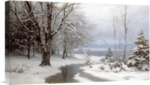 Global Gallery Budget GCS-267643-22-142 Anders Anderson-Lundby A Wooded Winter Landscape Gallery Wrap Giclee on Canvas Wall Art Print
