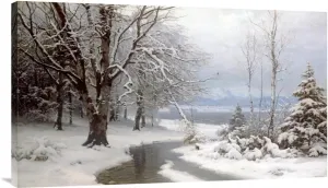 Global Gallery Budget GCS-267643-36-142 Anders Anderson-Lundby A Wooded Winter Landscape Gallery Wrap Giclee on Canvas Wall Art Print