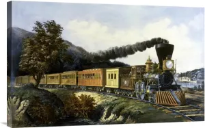 Global Gallery Budget GCS-277160-30-142 Currier and Ives American Express Train Gallery Wrap Giclee on Canvas Wall Art Print