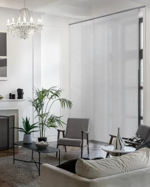 GoDear Design Adjustable Vertical Blinds for Patio Doors, Room Divider, Panel Track Blinds for Sliding Closet Doors, Extendable Track from 45.8" to 86" W, Trimmable Panel Curtains Up to 96" H, Crystal