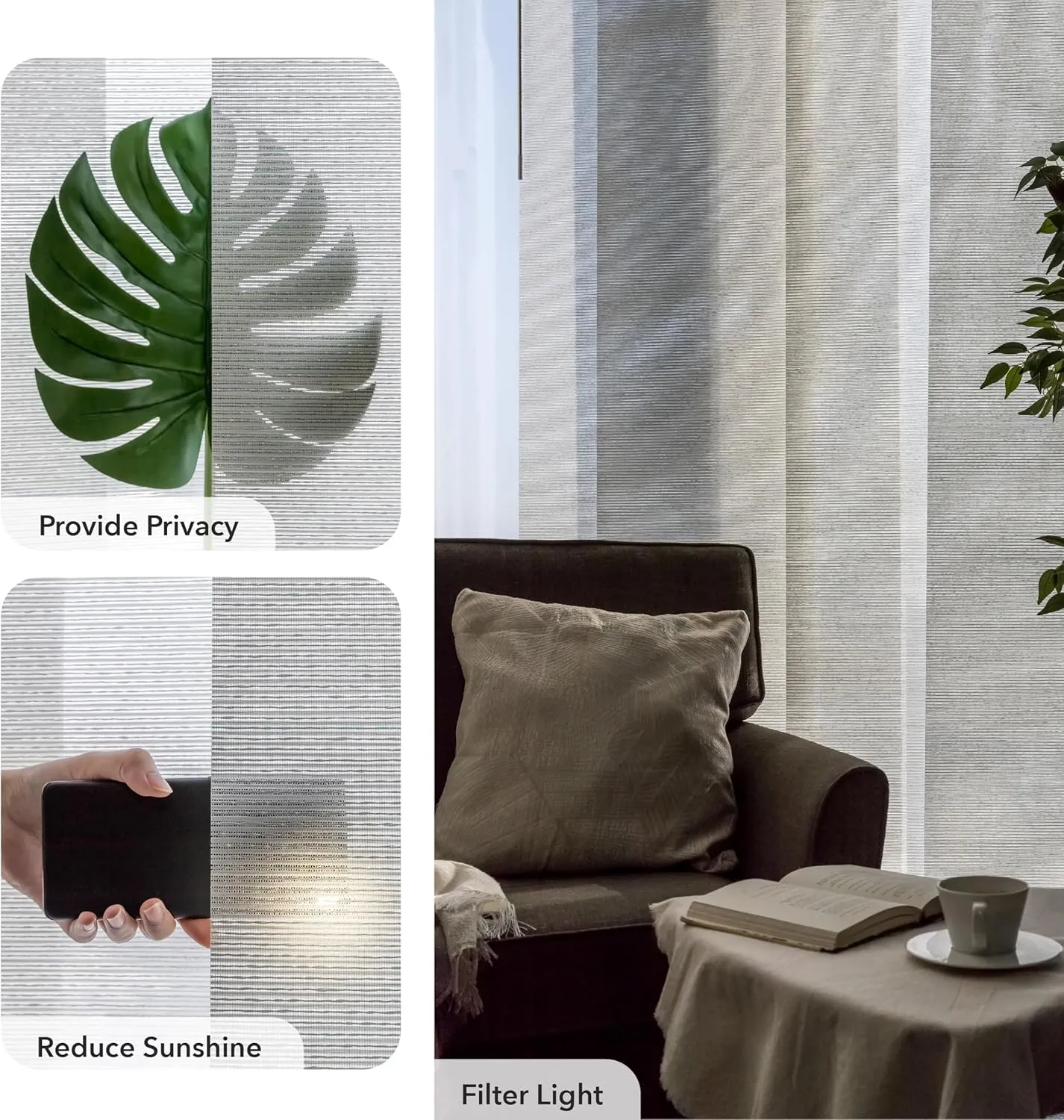 GoDear Design Adjustable Vertical Blinds for Patio Doors, Room Divider, Panel Track Blinds for Sliding Closet Doors, Extendable Track from 45.8" to 86" W, Trimmable Panel Curtains Up to 96" H, Crystal