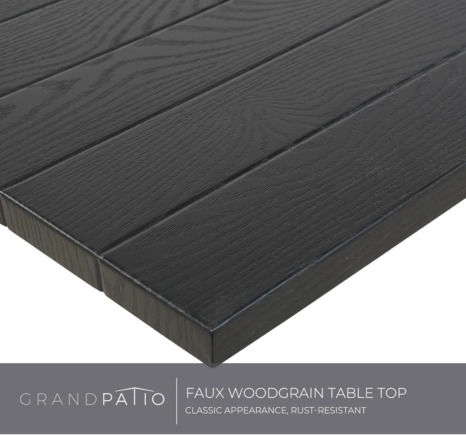 Grand patio 9-Piece Patio Dining Set for 8, E-Coated Outdoor Dining Set Swivel Patio Dining Chairs with Olefin Cushions & 1 Black Extendable Rectangular Faux Woodgrain Table for 6-8 Person