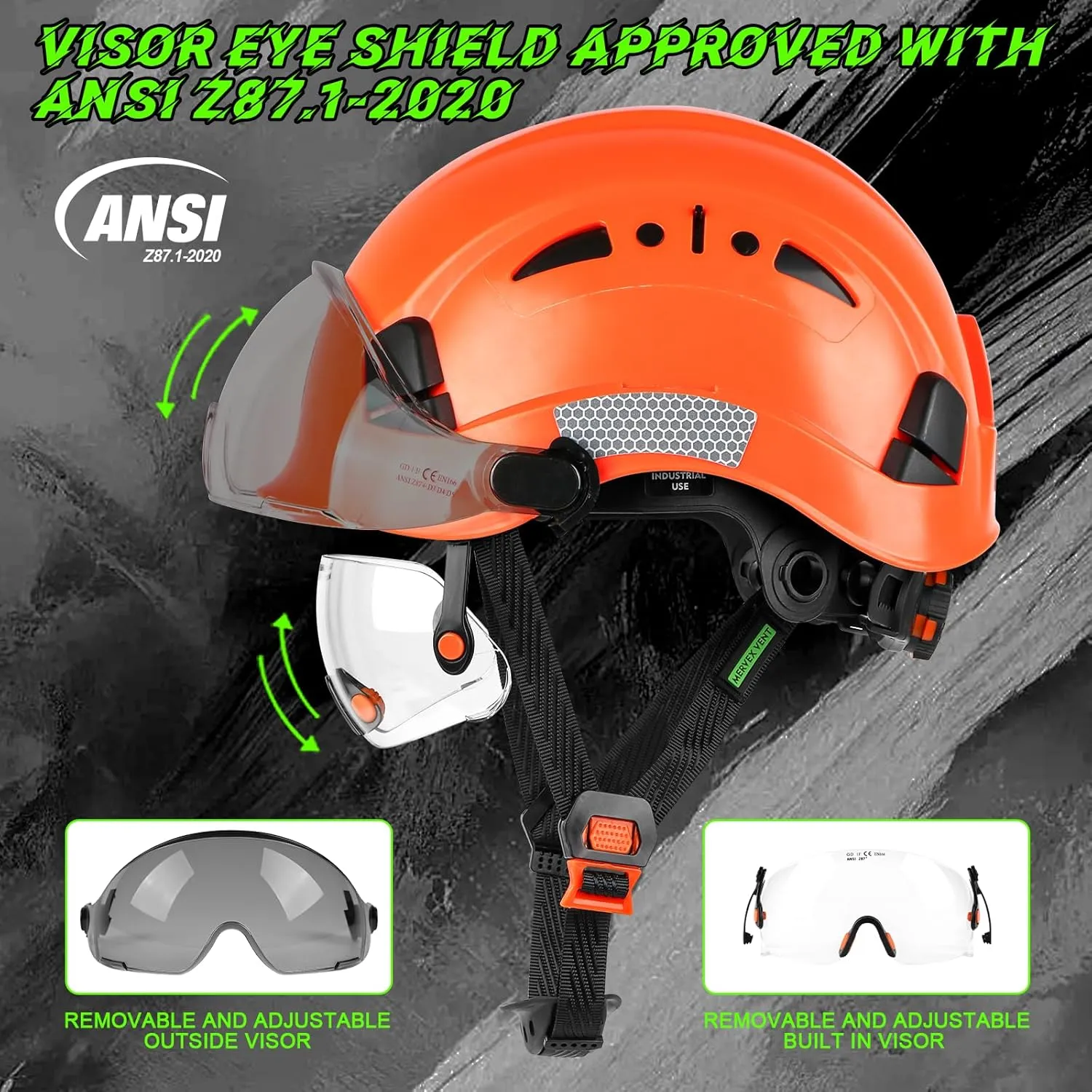 GREEN DEVIL Safety Hard Hat with Tinted & Clear Visor Vented Construction Helmet Cascos de Construccion ABS Work hardhats for Men