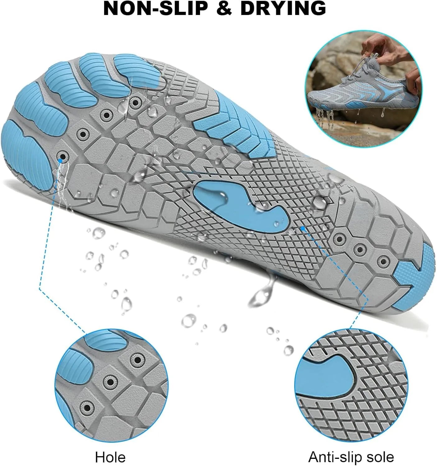 Grounded Footwear for Women Men with Neuropathy Grounding Shoes Hiking Footwear Barefoot Womens Shoes Non-Slip Outdoor Unisex Water Pro Beach Shoe Wide Toe Box Sneakers, Diabetic Shoe, Quick-Dry