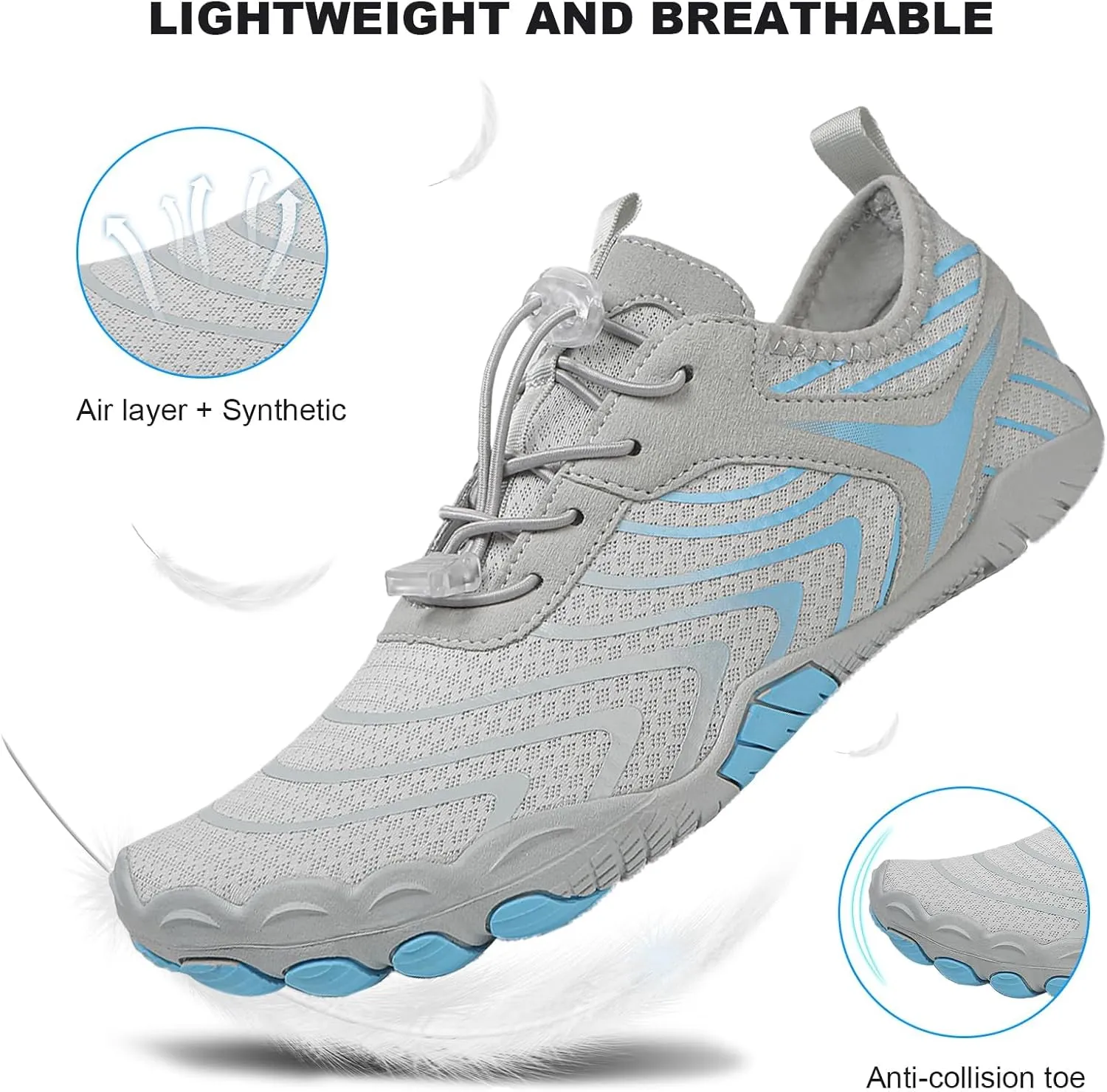 Grounded Footwear for Women Men with Neuropathy Grounding Shoes Hiking Footwear Barefoot Womens Shoes Non-Slip Outdoor Unisex Water Pro Beach Shoe Wide Toe Box Sneakers, Diabetic Shoe, Quick-Dry