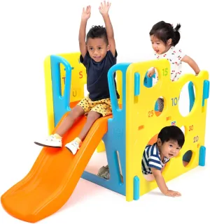 Grow'n Up Climb N Explore Play Gym – Comes with Basket Ball Hoop, Crawl-Through Tunnel, Slide – Promotes Motor Skills Development for Toddlers – Safe for Kids to Crawl, Climb, Slide, Multicolor