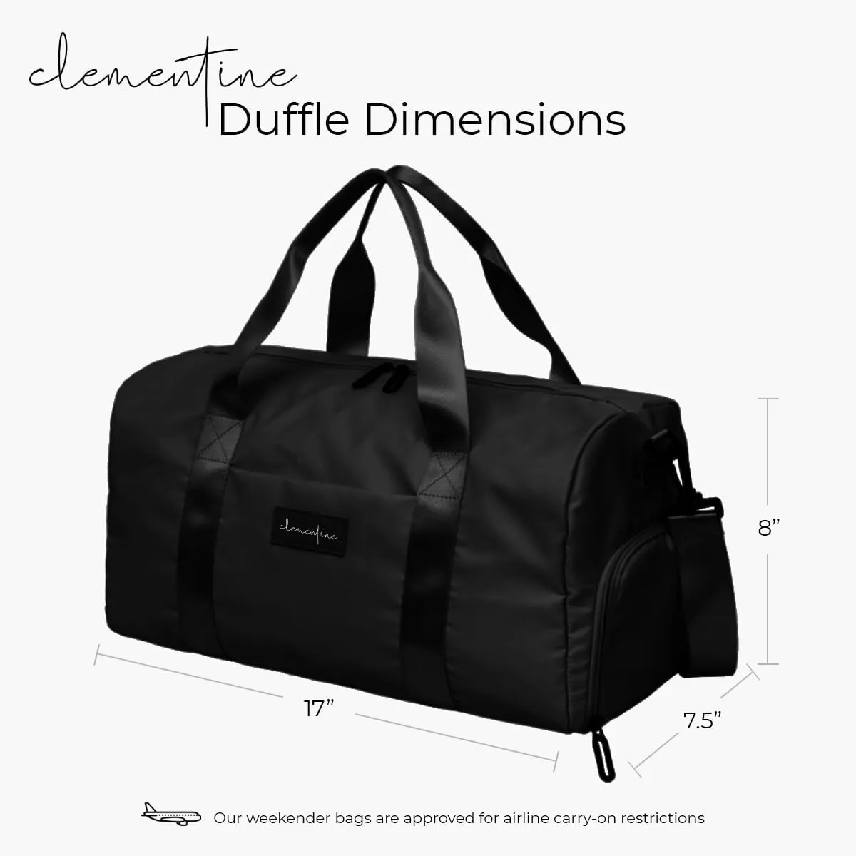Gym Bag for Women with Shoe Compartment and Wet Pocket | Small Durable Lightweight Gym Duffle Bag | Great for the Gym and Overnights | Black