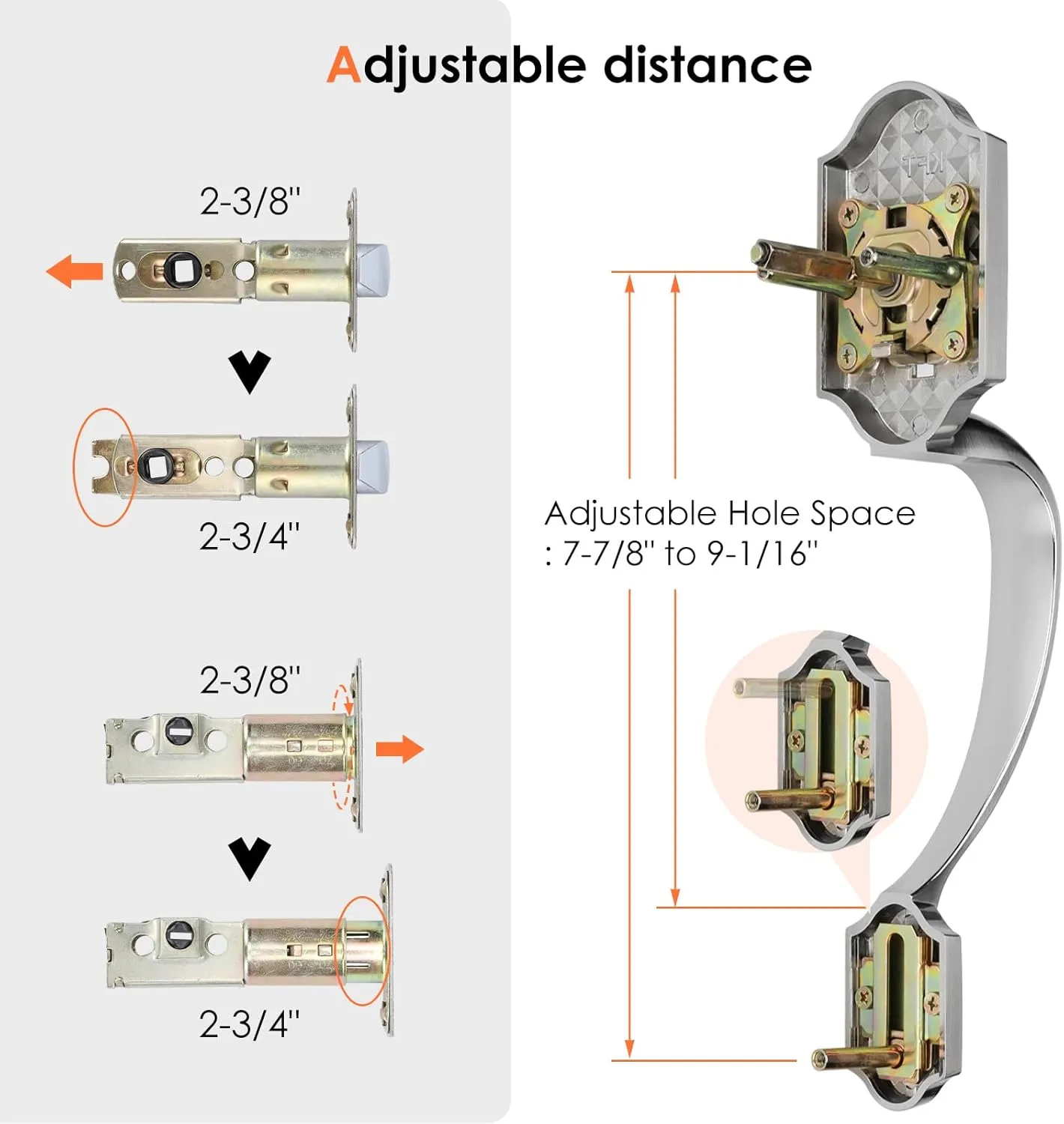 Haidms Brushed Nickel Front Door Handle and Deadbolt Set, Front Door Lock Set, Entry Door Locksets with Deadbolt Single Cylinder, Exterior Door Handle with Reversible Handle Lever