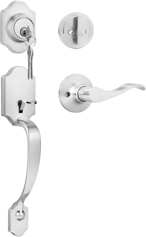 Haidms Brushed Nickel Front Door Handle and Deadbolt Set, Front Door Lock Set, Entry Door Locksets with Deadbolt Single Cylinder, Exterior Door Handle with Reversible Handle Lever