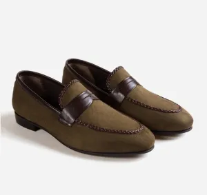 Handmade Mens brown suede moccasins, Men brown suede shoes Loafer, Men shoe
