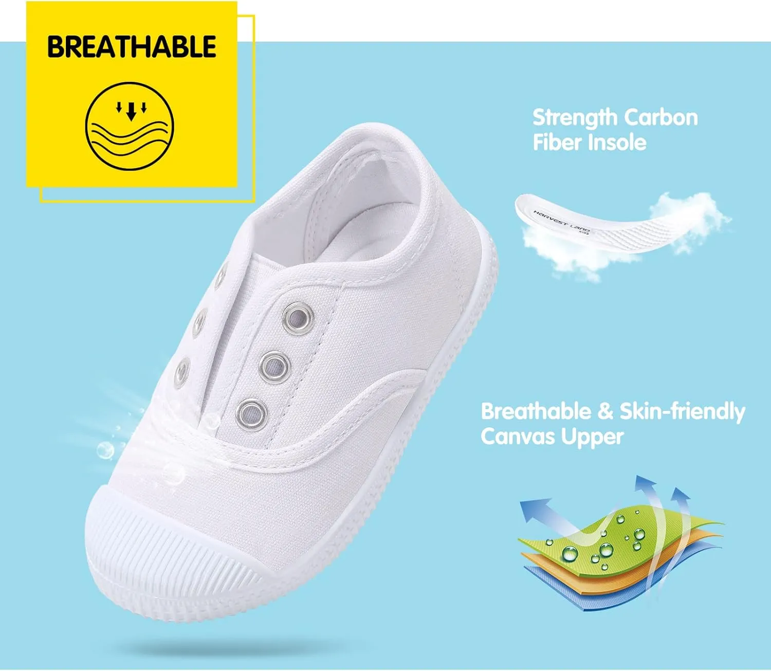 Harvest Land Kid Slip On Sneakers Toddler Comfortable Canvas Shoes for Boys Girls Light Tennis Shoes Children Fashion Shoes
