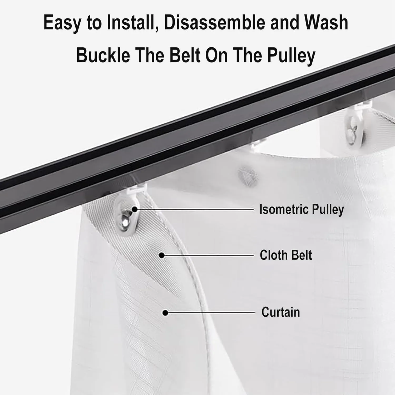 Heavy Duty Curtain Track Rail - Adjustable 1m to 6m, Serpentine Slide Track for Walls & Ceilings, Snap-On Installation with Tape Set, Perfect for Wave Curtains