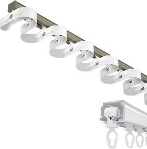 Heavy Duty Curtain Track Rail - Adjustable 1m to 6m, Serpentine Slide Track for Walls & Ceilings, Snap-On Installation with Tape Set, Perfect for Wave Curtains