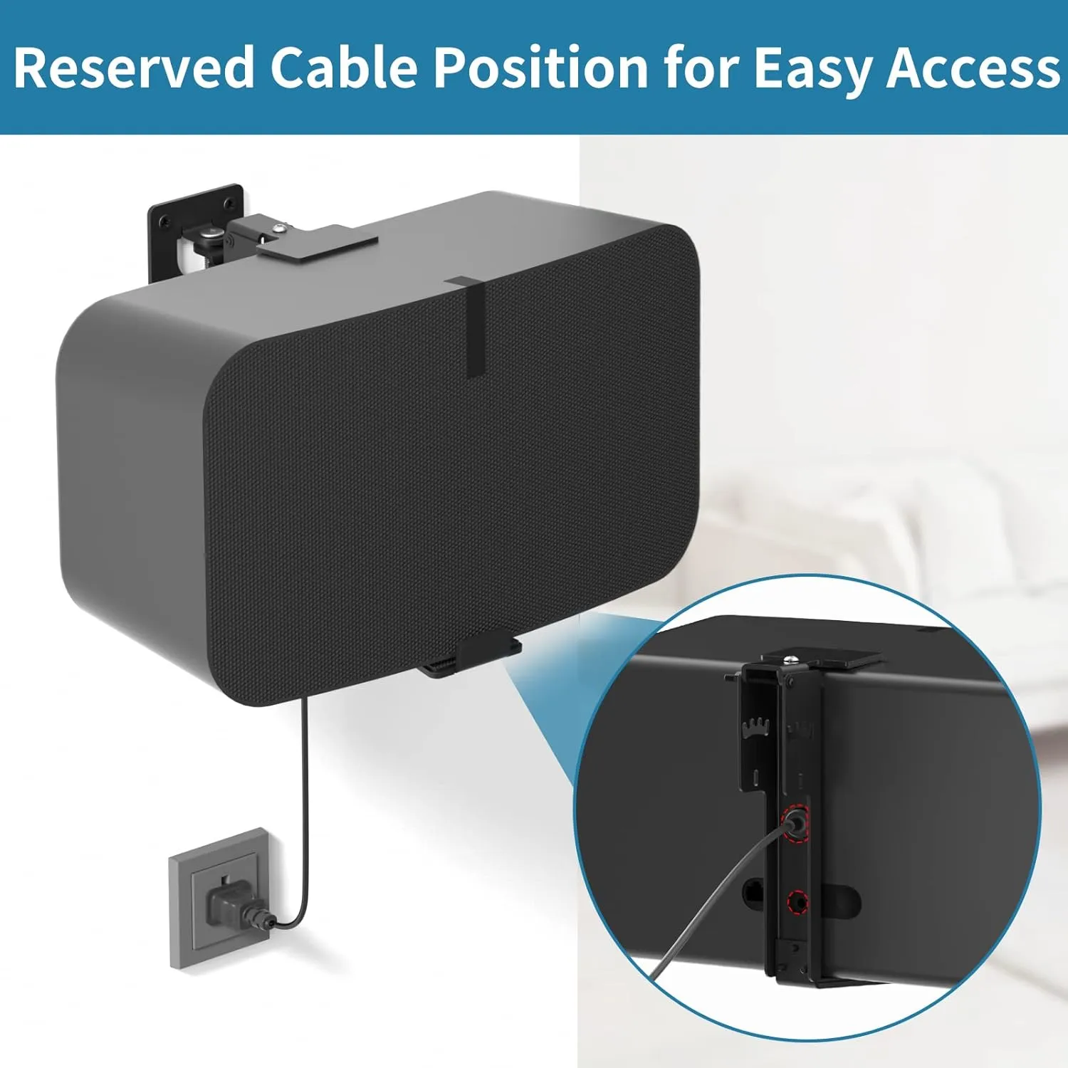 Heavy Duty Speaker Wall Mount for Sonos 5 & Sonos Play 5 Wall Mount - Tilt & Swivel Adjustable Speaker Mounts for Sonos 5 & Five, Play 5 Gen 2 Wall Mounting Bracket, Black