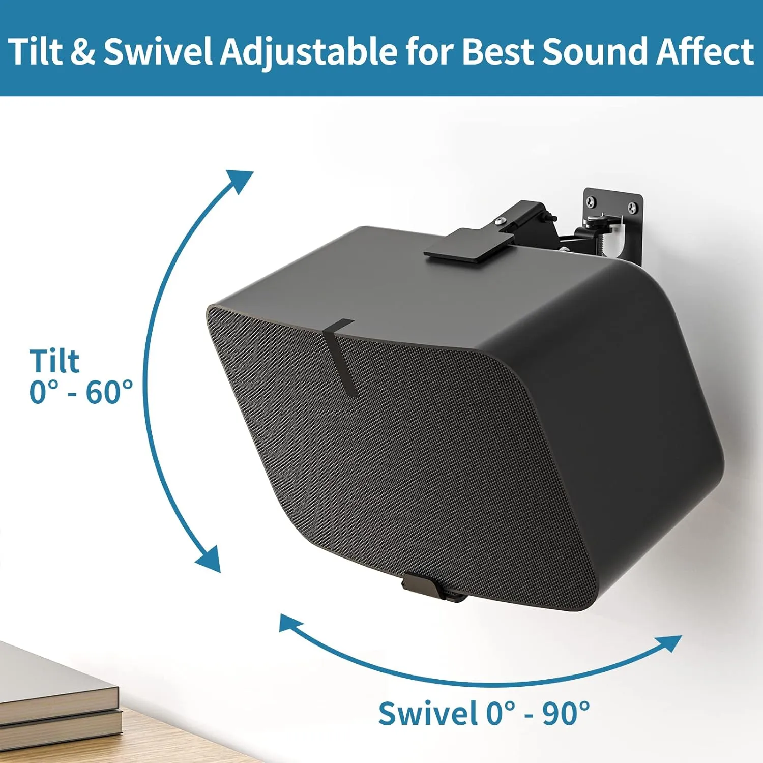 Heavy Duty Speaker Wall Mount for Sonos 5 & Sonos Play 5 Wall Mount - Tilt & Swivel Adjustable Speaker Mounts for Sonos 5 & Five, Play 5 Gen 2 Wall Mounting Bracket, Black