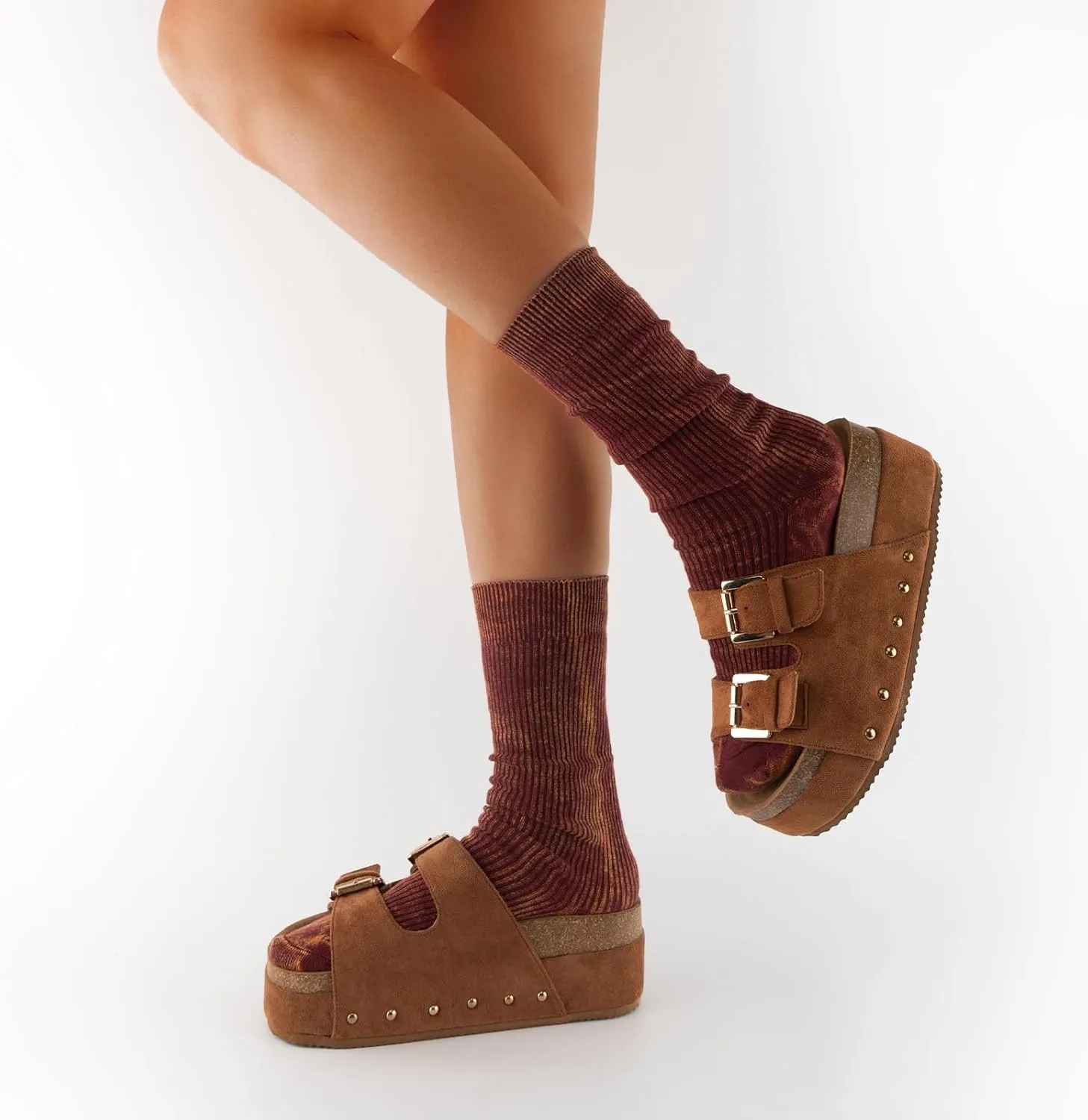 heelchic Platform Sandals Women, Chunky Platform Wedges with Arch Support, Big Buckle Casual Open Toe Slide Sandals
