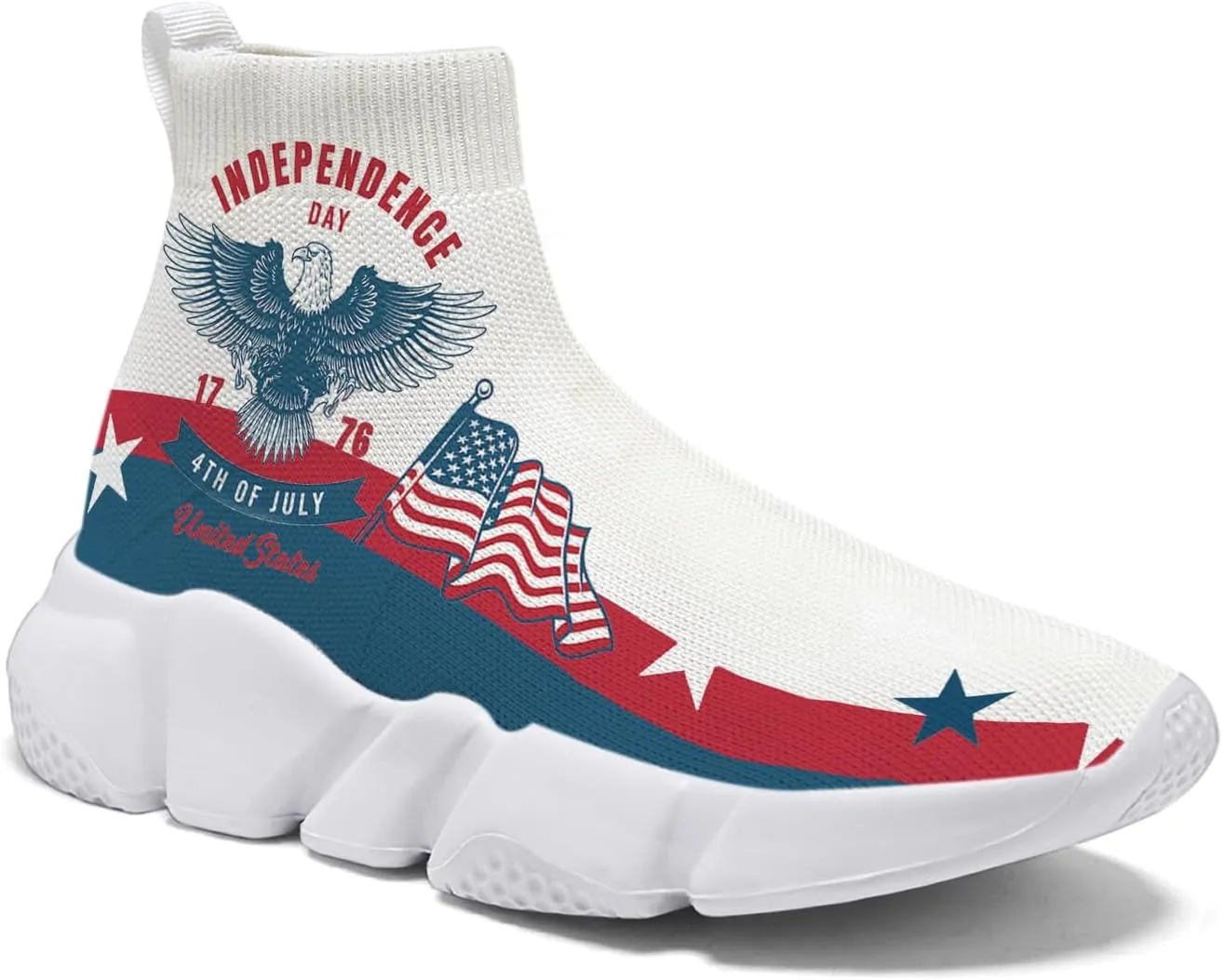 Hetios Men’s Graffiti Shoes July Fourth - Sock Sneakers Slip on Athletic Running Shoe Plus Size 7-15