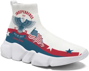 Hetios Men’s Graffiti Shoes July Fourth - Sock Sneakers Slip on Athletic Running Shoe Plus Size 7-15