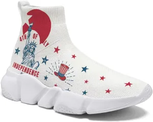Hetios Men’s Graffiti Shoes July Fourth - Sock Sneakers Slip on Athletic Running Shoe Plus Size 7-15