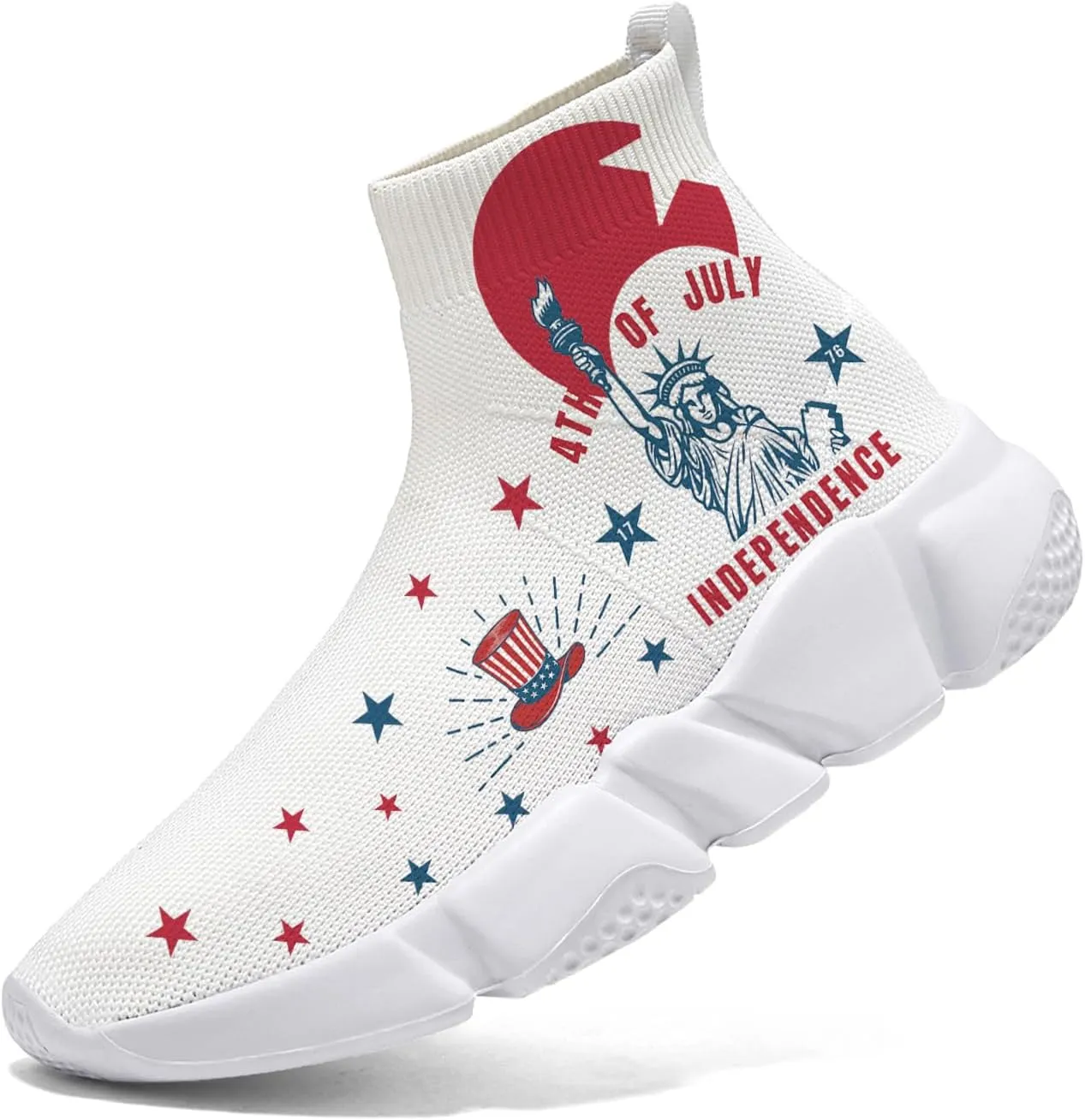 Hetios Men’s Graffiti Shoes July Fourth - Sock Sneakers Slip on Athletic Running Shoe Plus Size 7-15