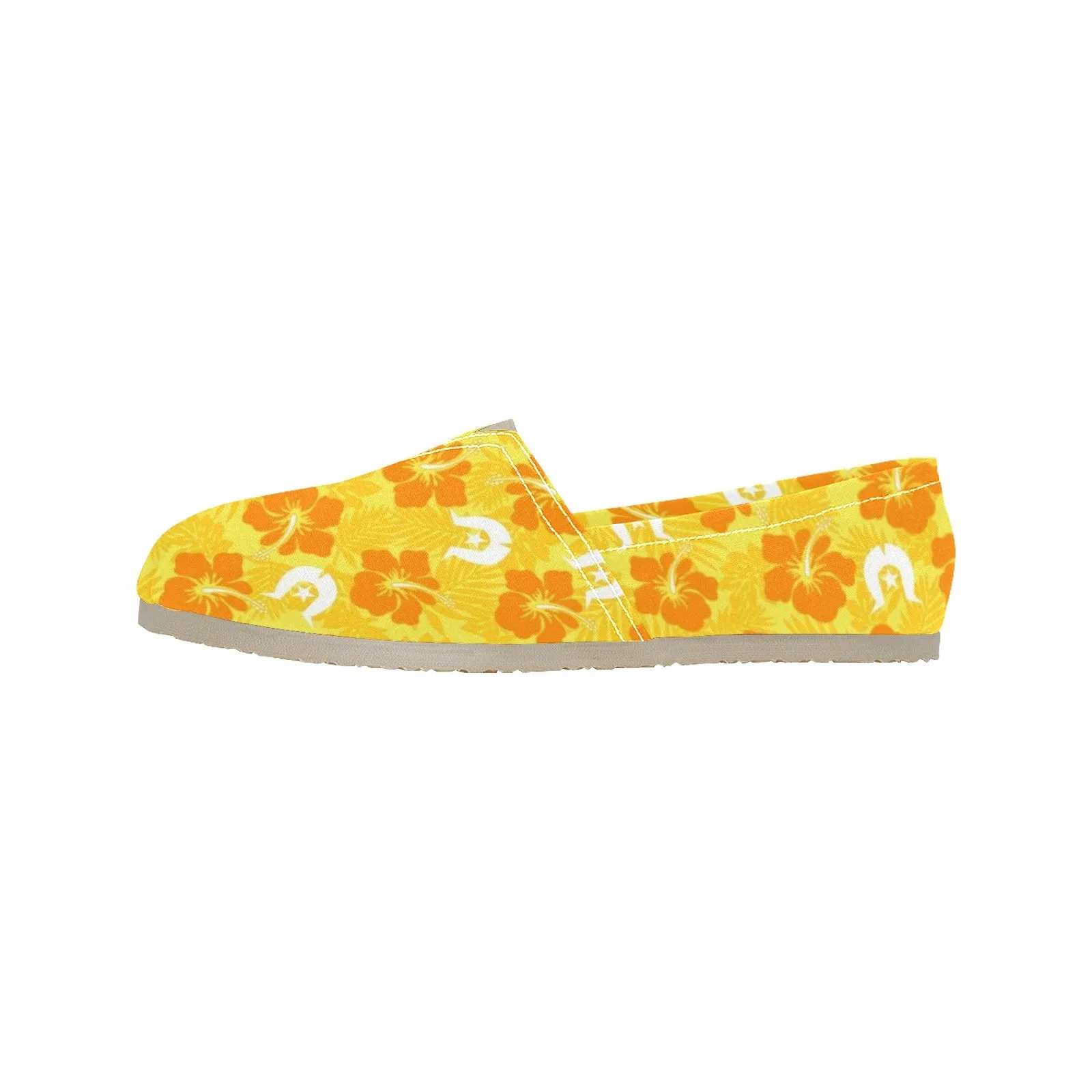 Hibiscus flowers with Dhari (Gold) on Men's Classic Canvas Slip-On Shoes